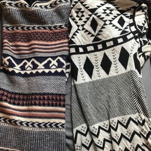 Navy Blue & White Cardigan,White & Black Cardigan